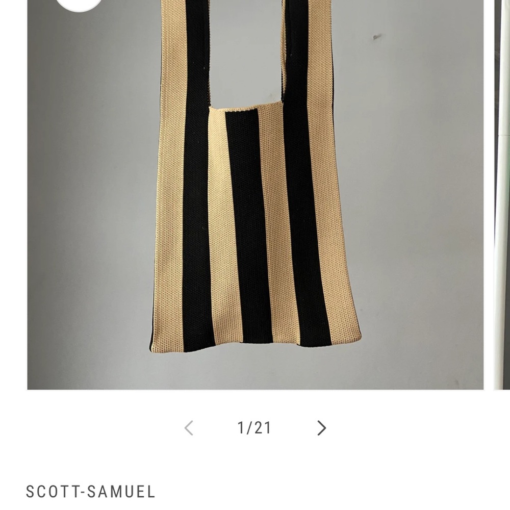 Striped Black and Tan Tote Bag